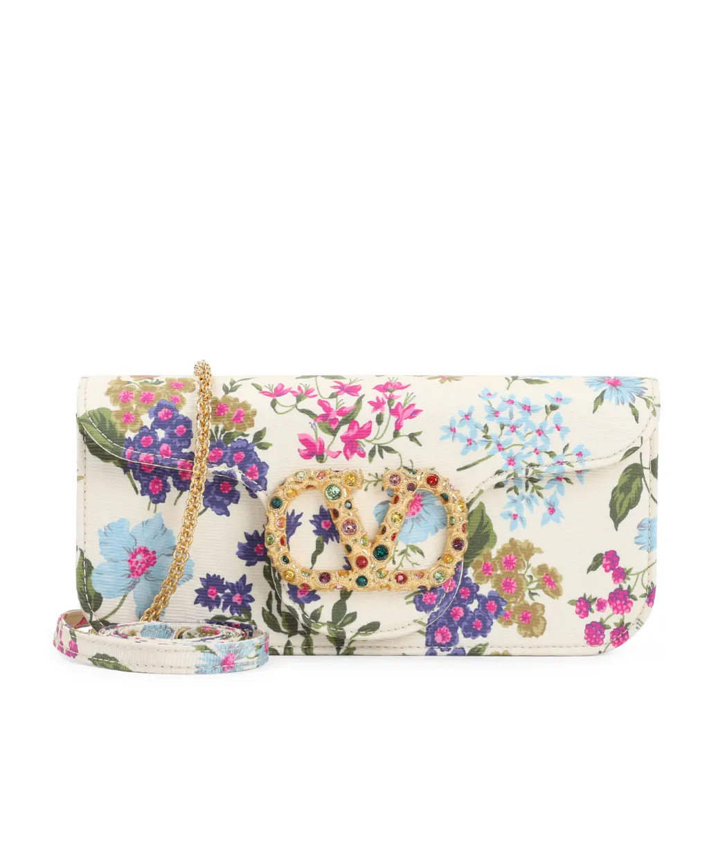 Vlogo Plaque Floral Patterned Clutch Bag
