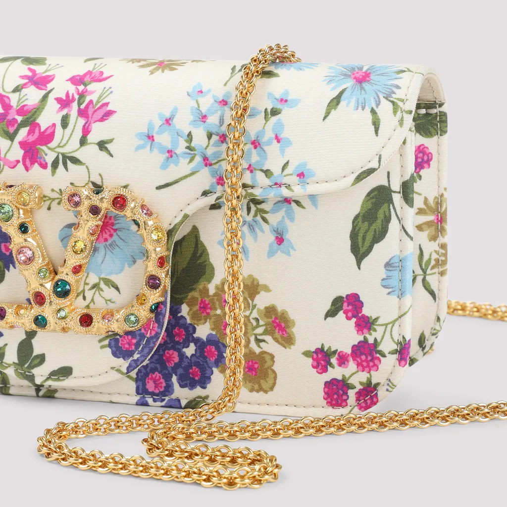 Vlogo Plaque Floral Patterned Clutch Bag