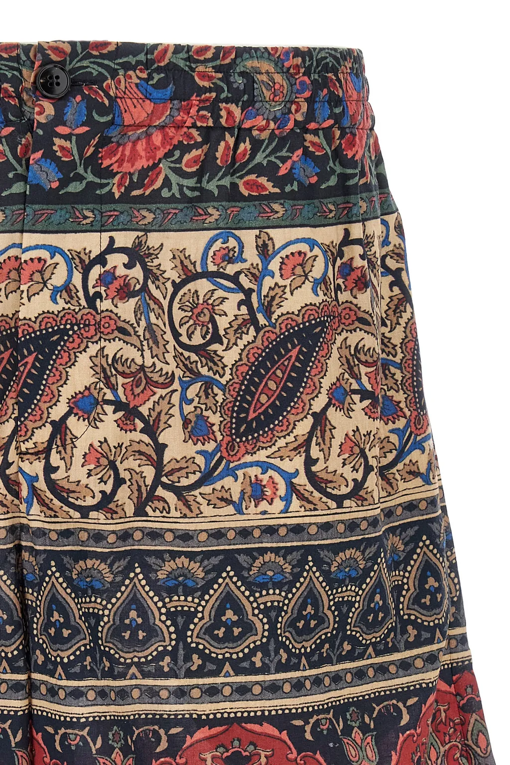 Paisley-Printed Button Detailed Shorts