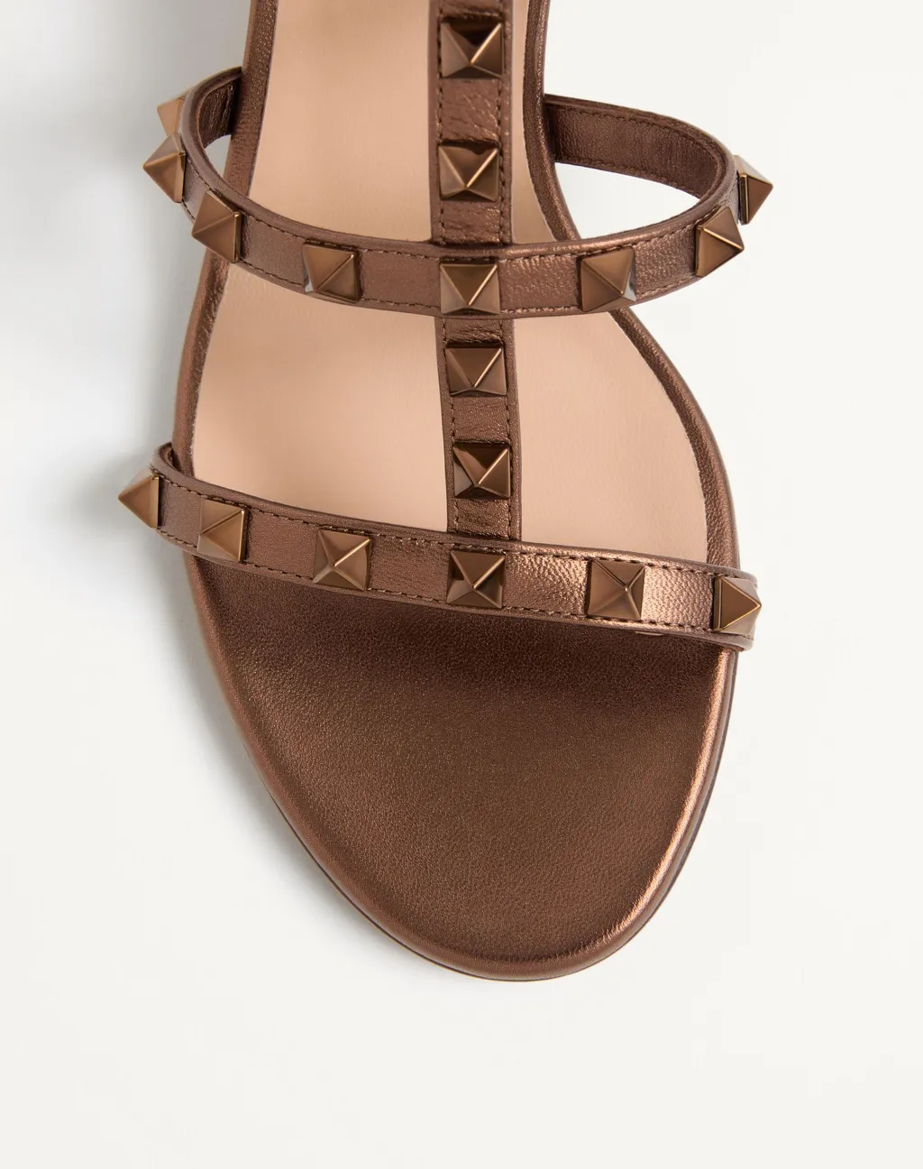 Rockstud Metallic Calfskin Leather Slide Sandal 60 Mm