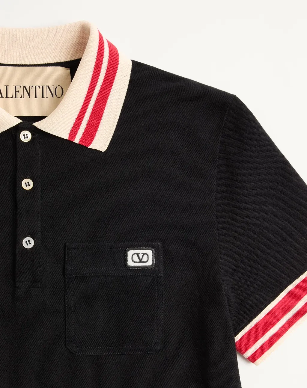 Vlogo Signature-Patch Striped-Trim Polo Shirt