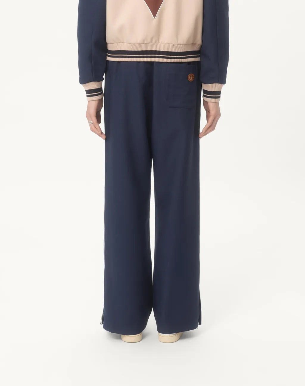 Nylon Trousers With V Logo Patch