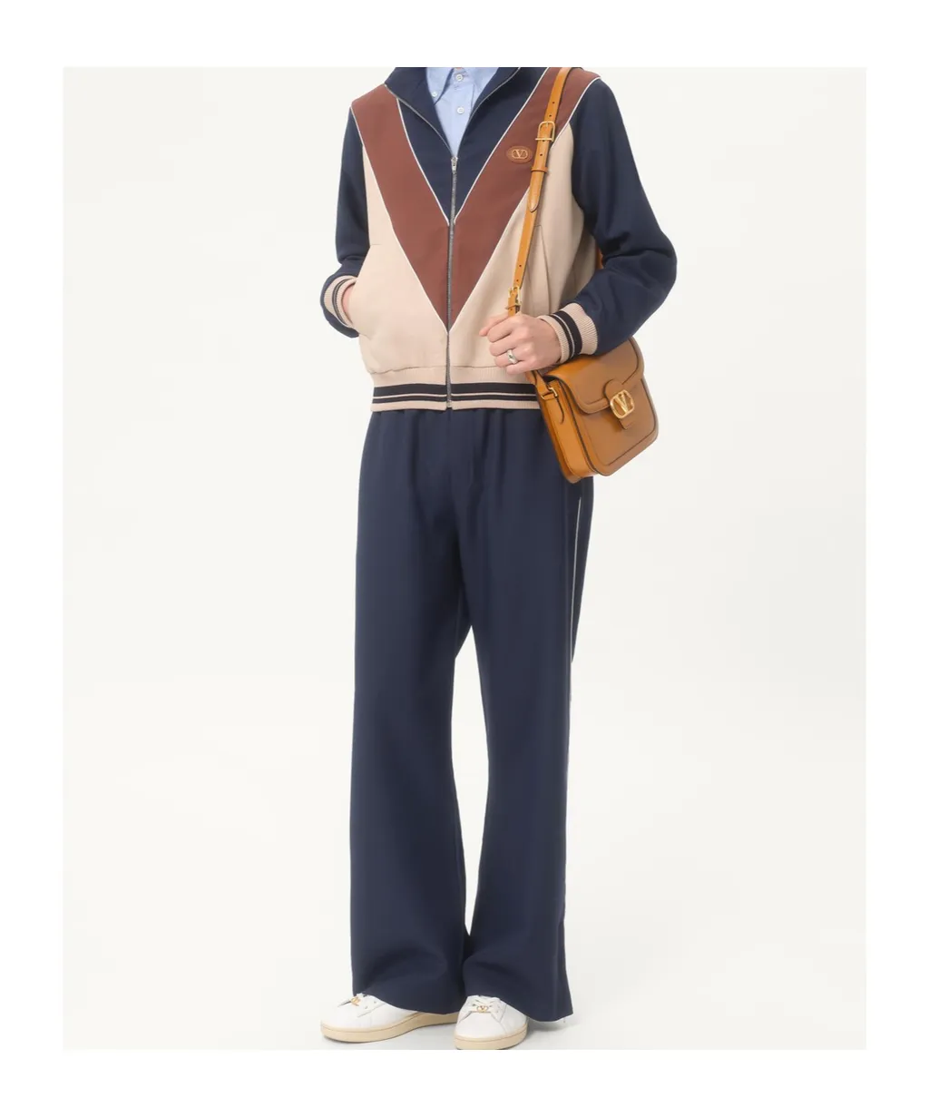 Nylon Trousers With V Logo Patch