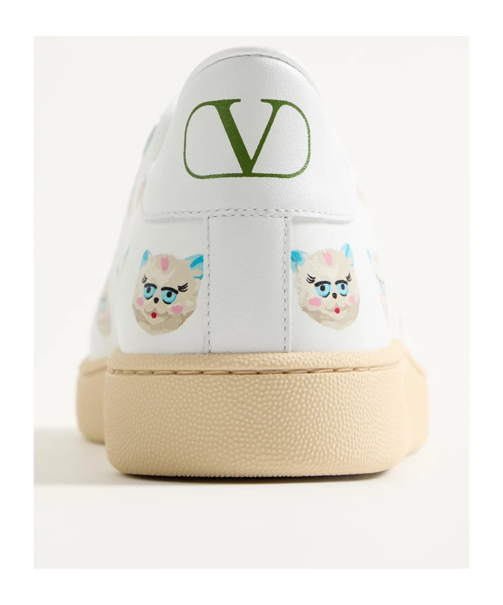Royco Trainer In Nappa Calfskin With Le Chat De La Maison Pattern