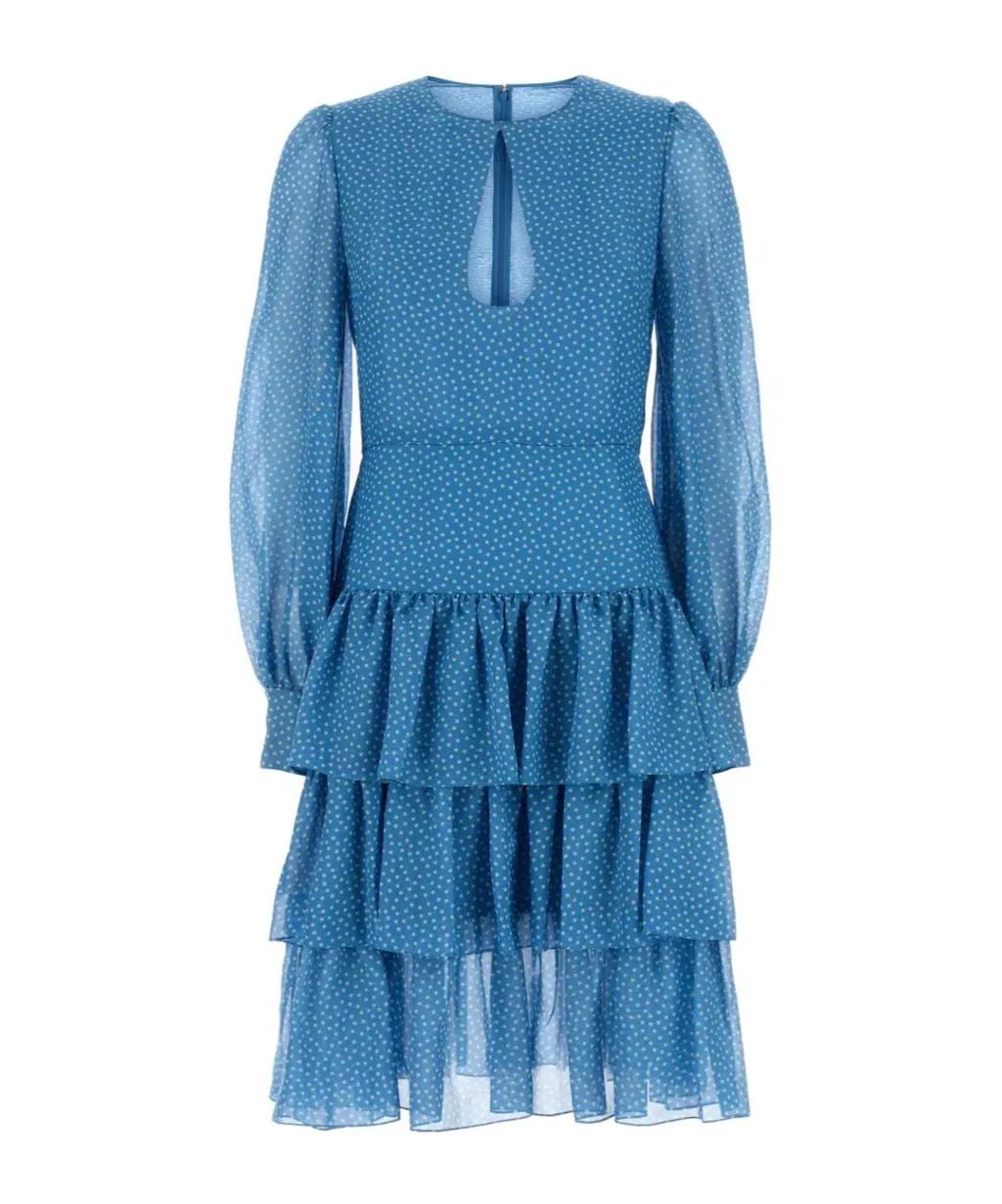 Polka Dot Printed Ruffled Dress