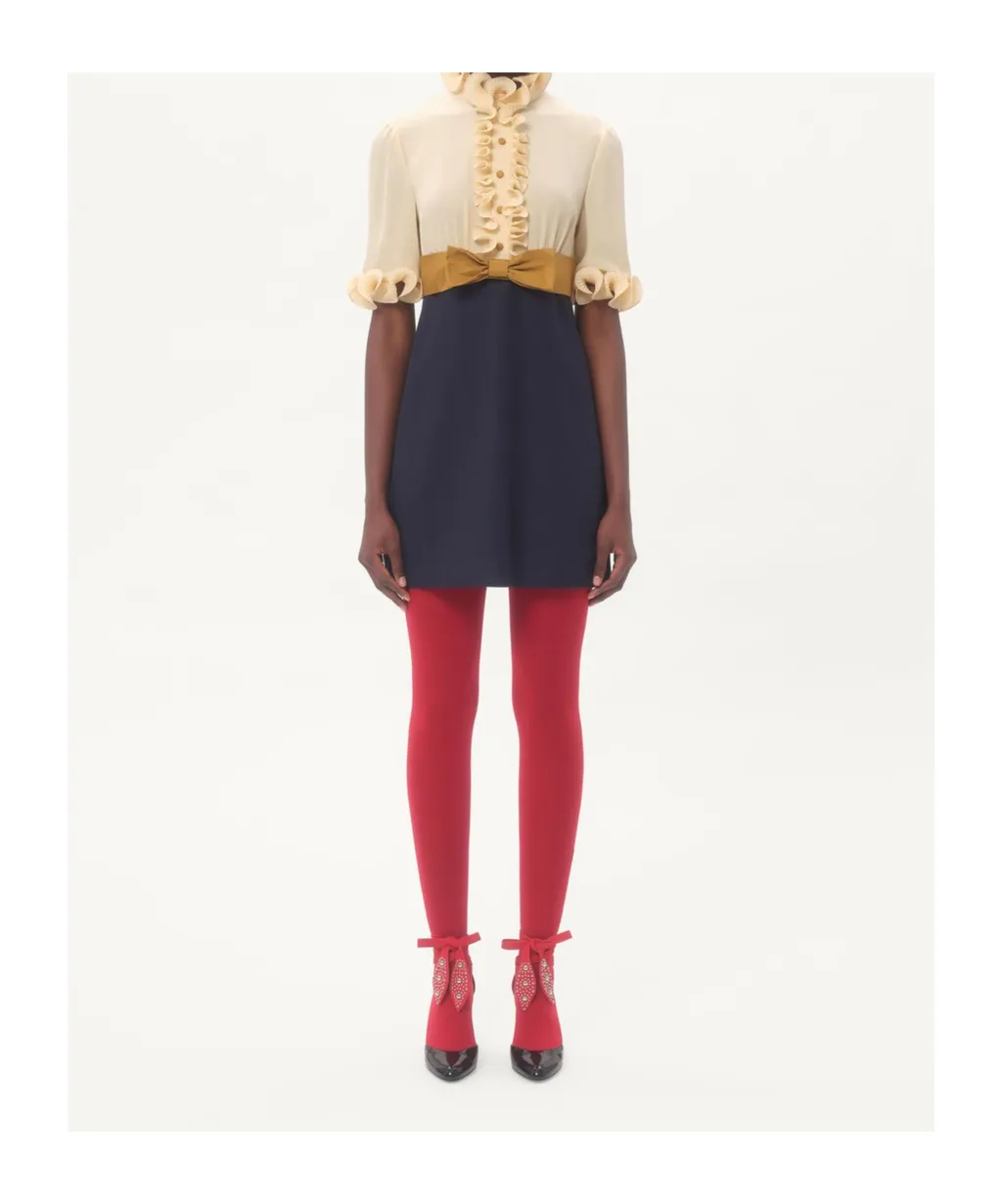 Crepe De Chine And Viscose Short Dress