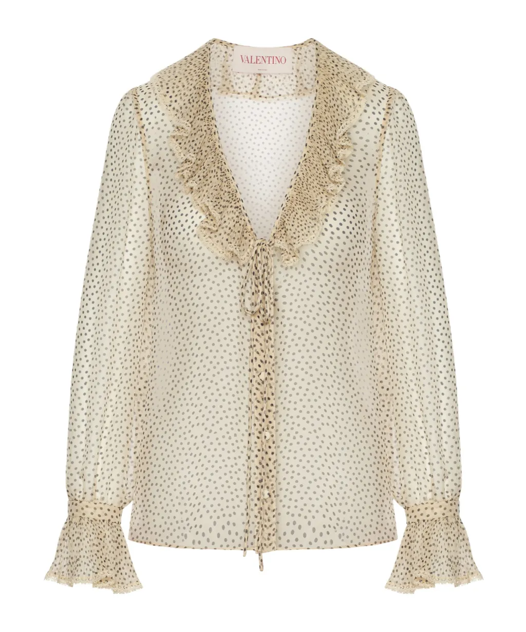 Polka Dot Printed Ruffled Top