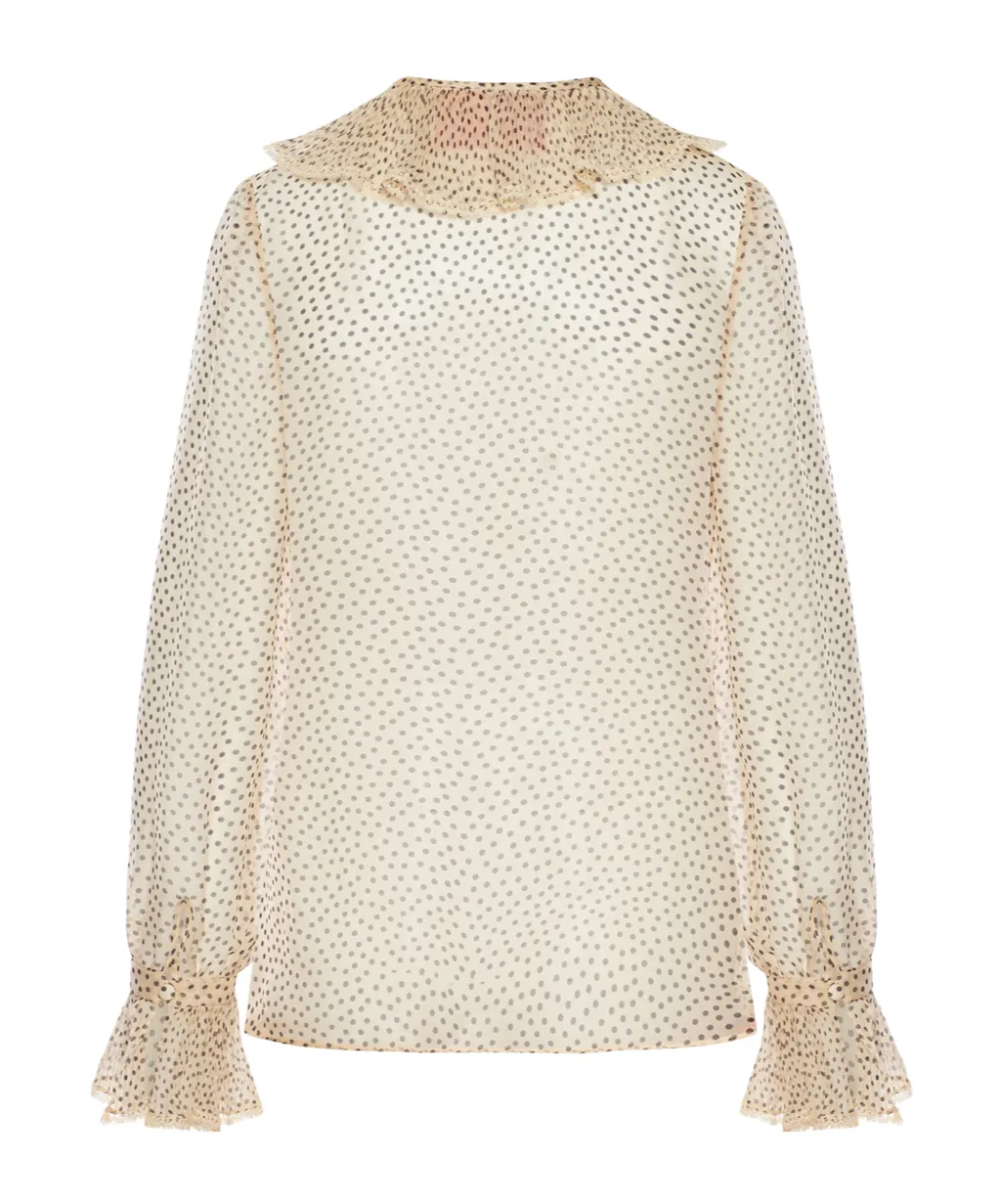 Polka Dot Printed Ruffled Top