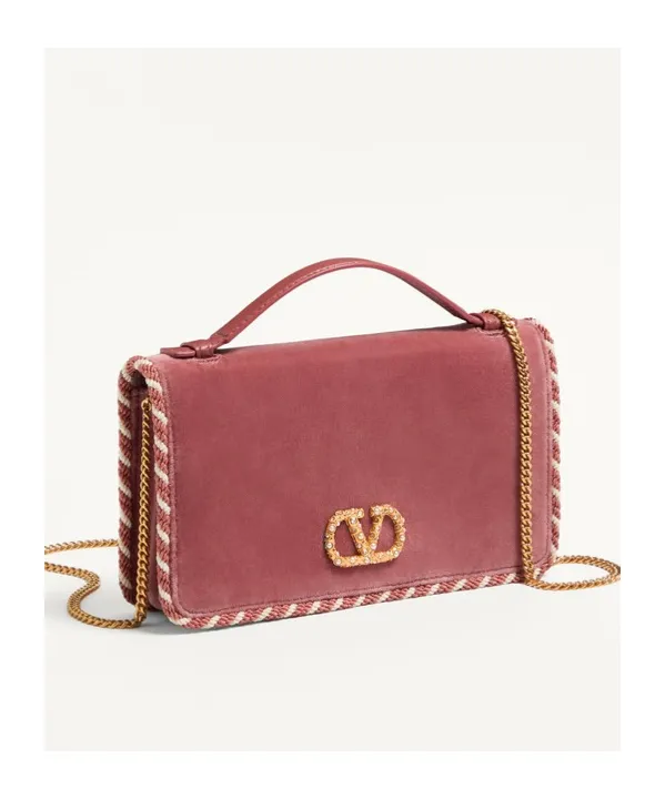 Vlogo Signature Velvet Chain Wallet With Jewel Logo