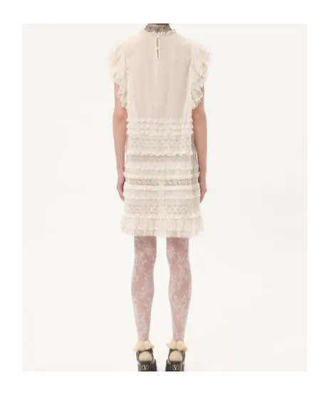 Short Dress In Embroidered Light Linen