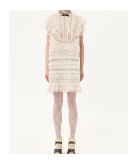 Short Dress In Embroidered Light Linen