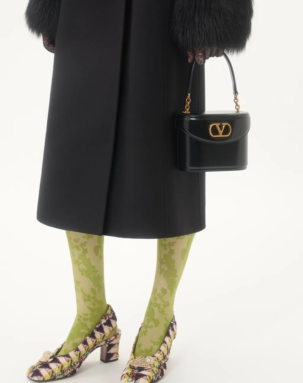 Faux Fur-Trimmed Double-Breasted Coat