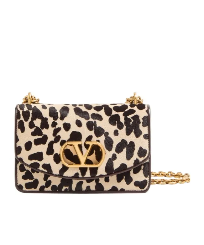 Vain Small Shoulder Bag In Pony Effect Calfskin With Animalier Print