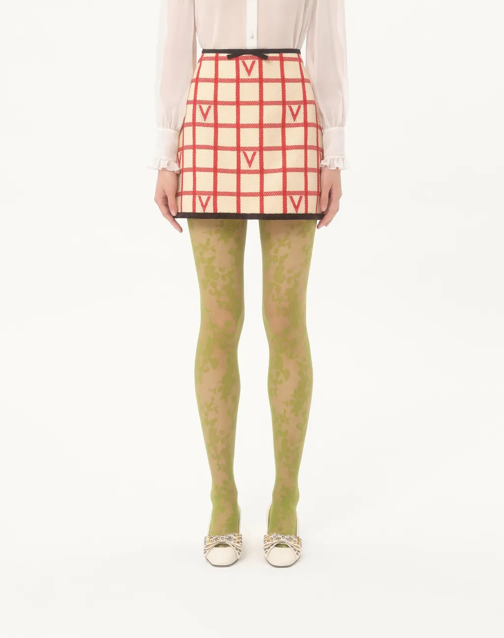 Check Skirt With Vlogo