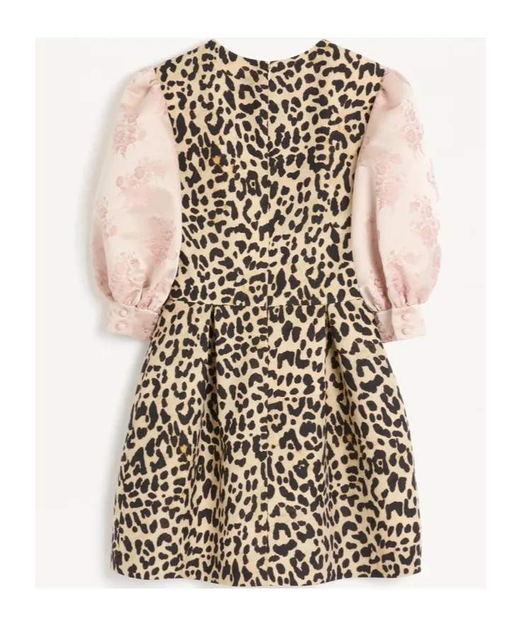 Leopard Printed Puff-Sleeved Mini Dress