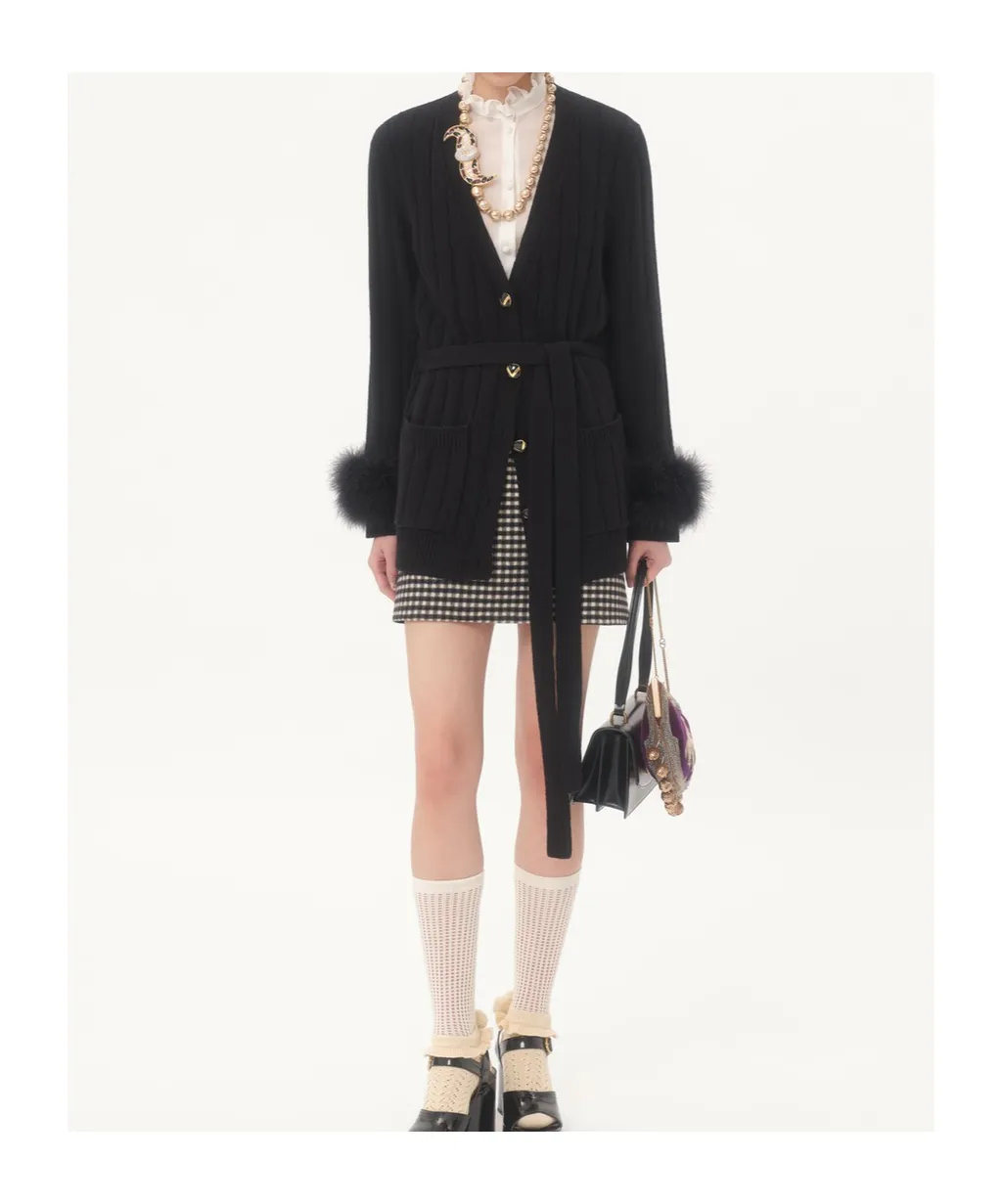 Cardigan With Feathers