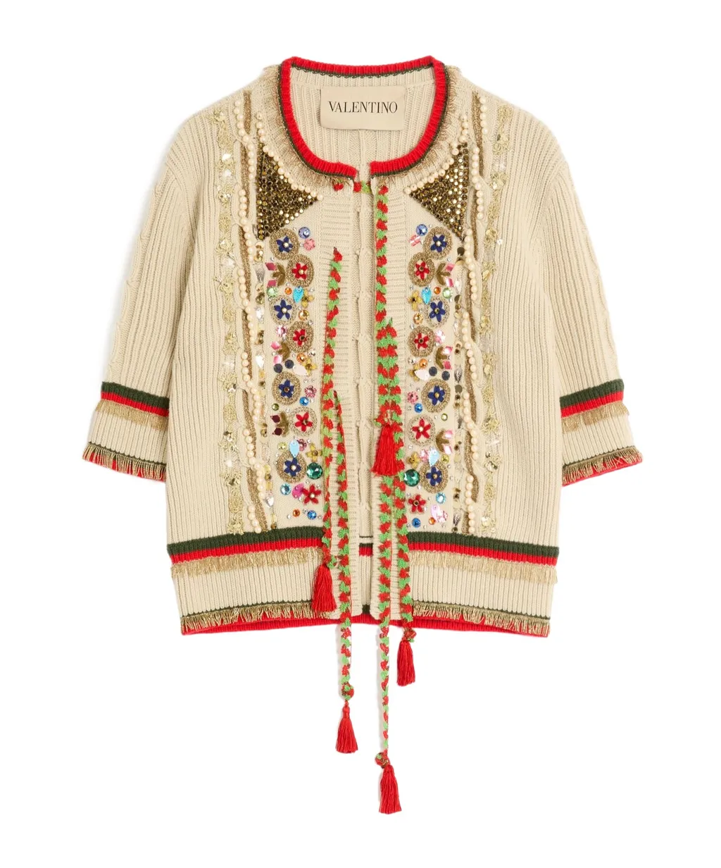 Embroidered Wool Cardigan