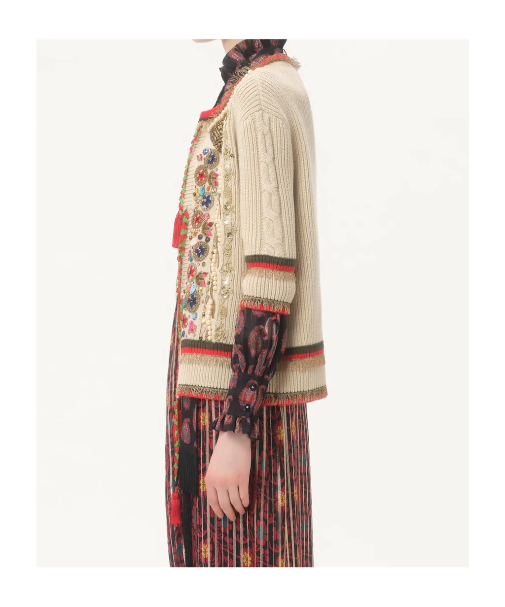 Embroidered Wool Cardigan