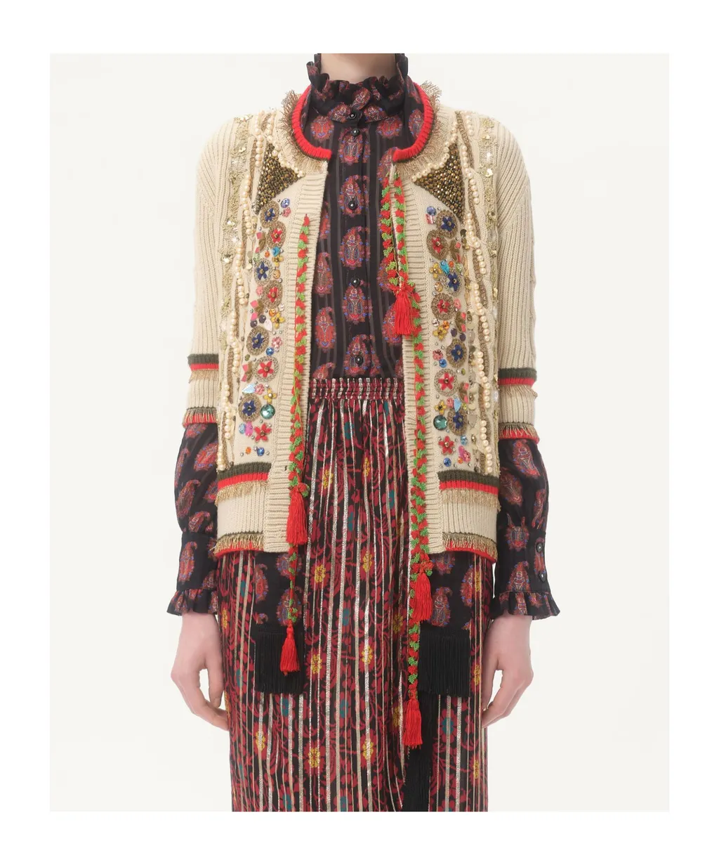 Embroidered Wool Cardigan