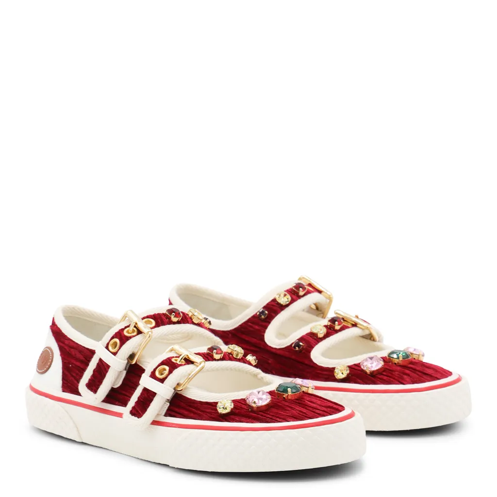 Embellished Double-Buckled Sneakers