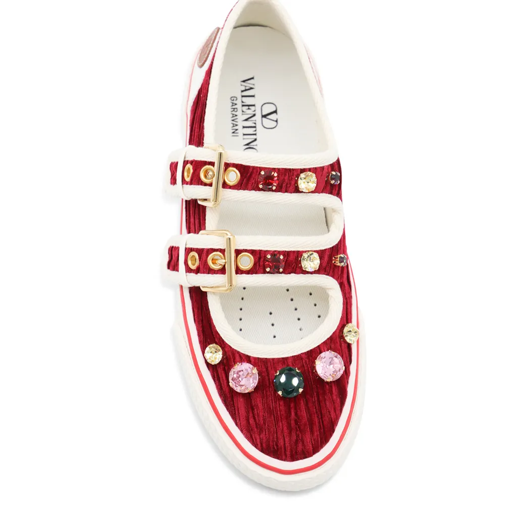 Embellished Double-Buckled Sneakers