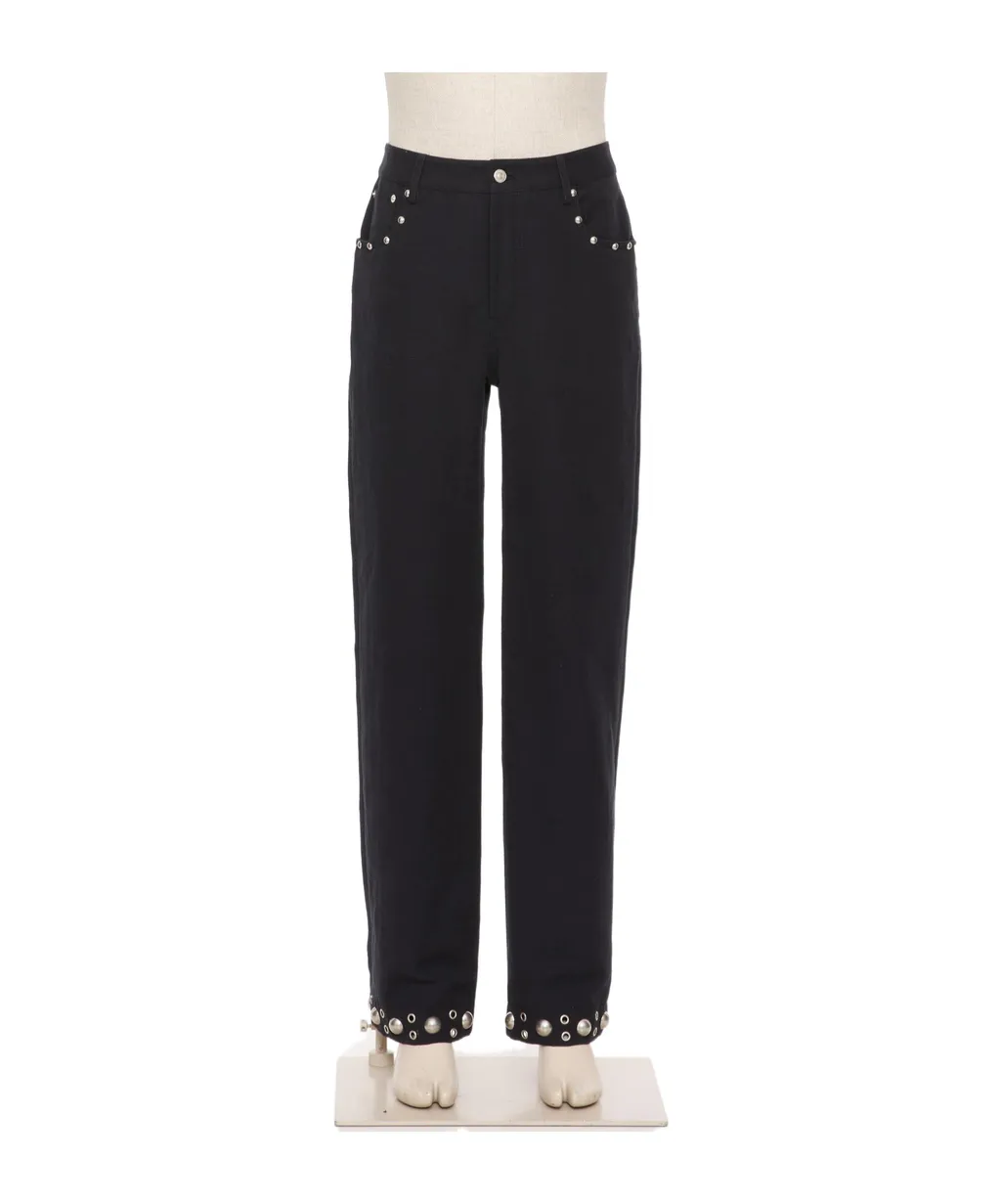 Eyelet Detailed Straight Leg Trousers