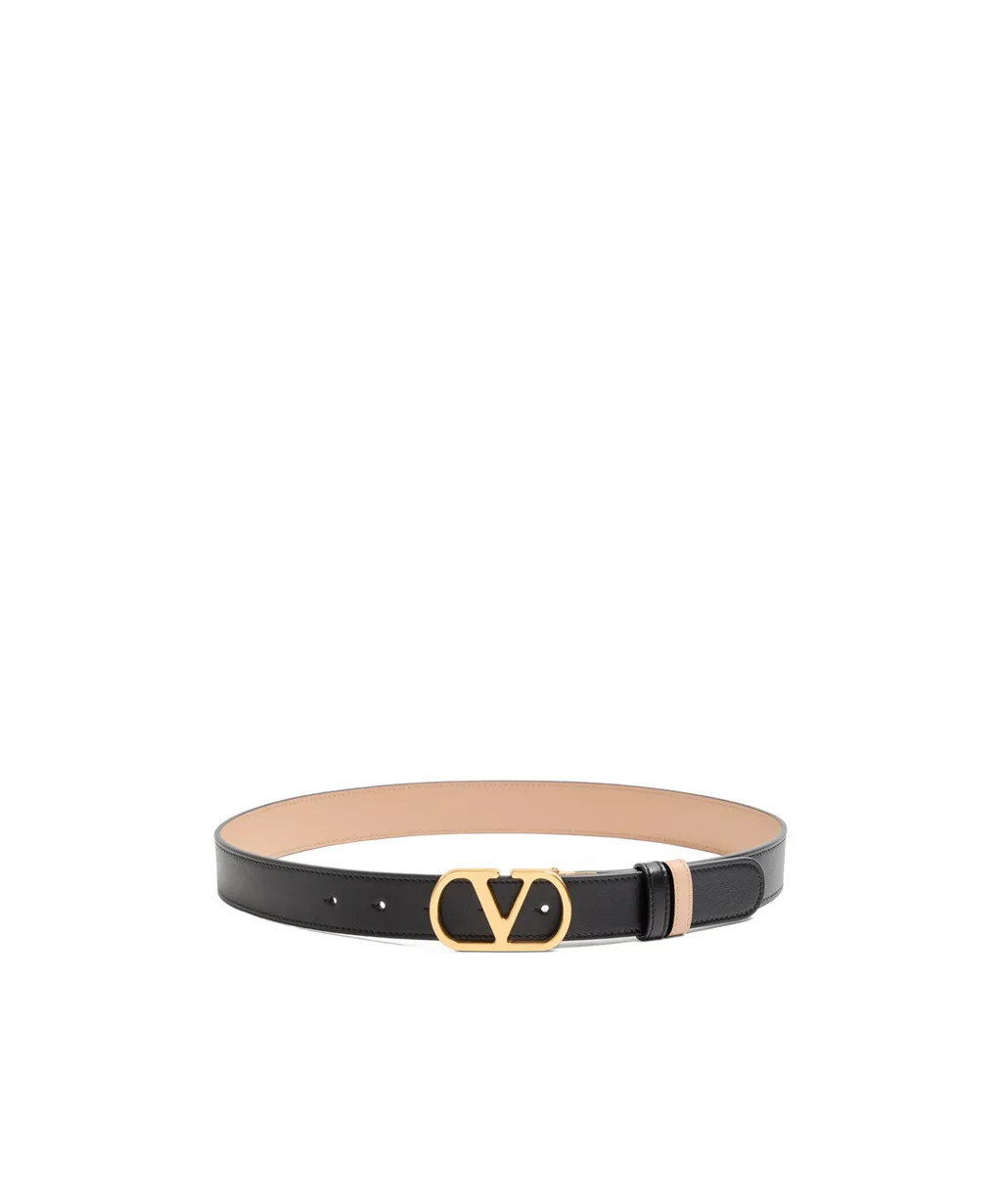 Vlogo Signature Reversible Shiny Calfskin Belt