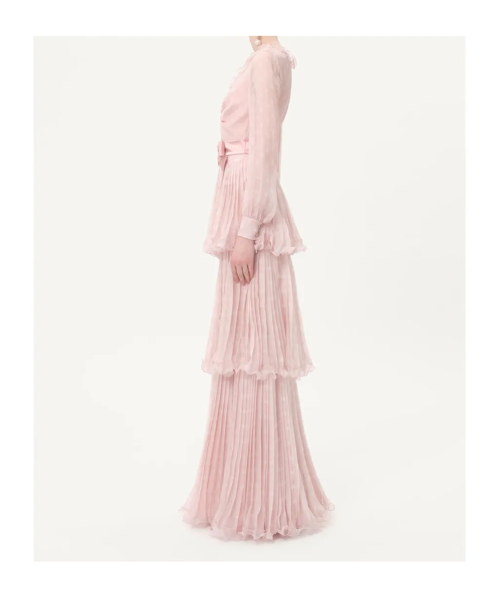 Plus De Pois Printed Crepe Chiffon Maxi Dress