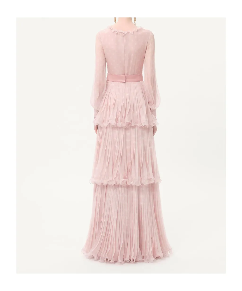 Plus De Pois Printed Crepe Chiffon Maxi Dress