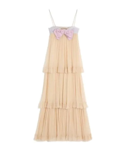 Embroidered Crepe Chiffon Maxi Dress