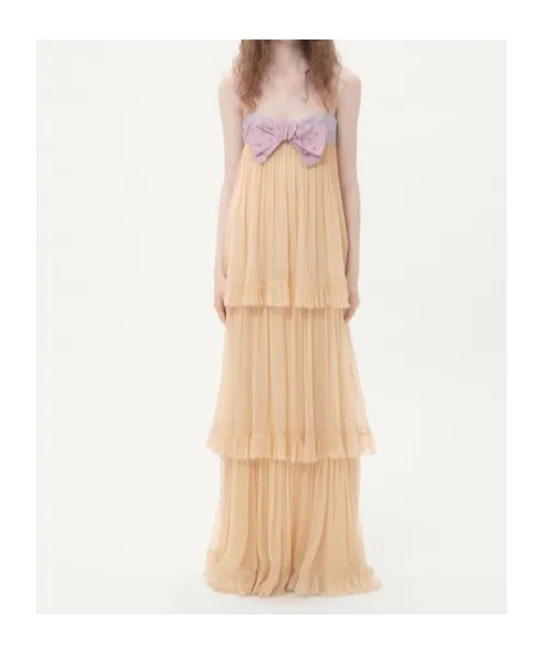 Embroidered Crepe Chiffon Maxi Dress