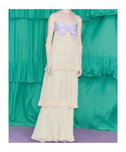 Embroidered Crepe Chiffon Maxi Dress