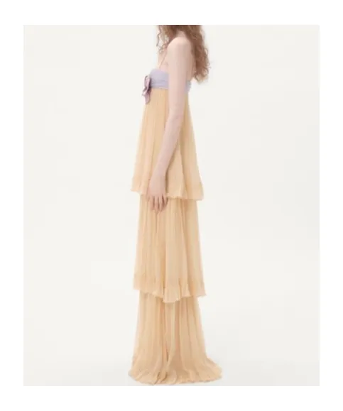 Embroidered Crepe Chiffon Maxi Dress
