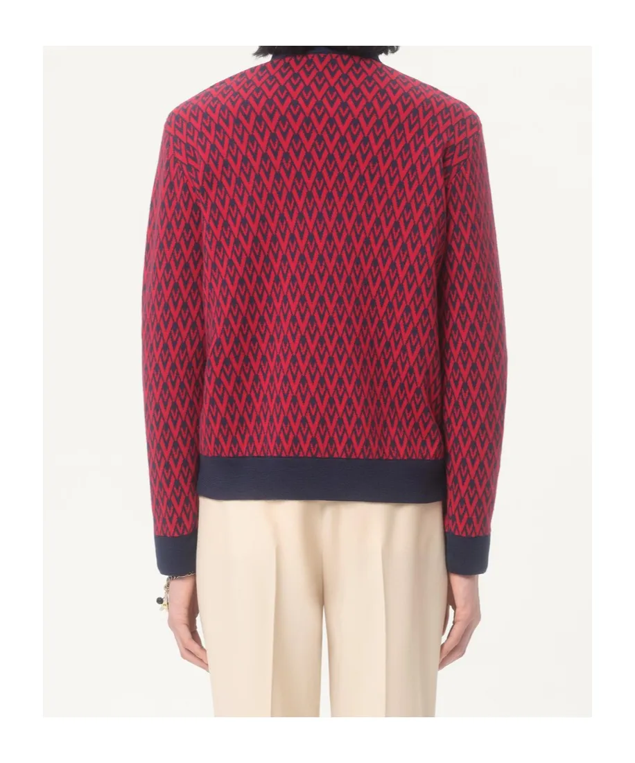 Wool Jumper With Toute La V Jacquard Pattern