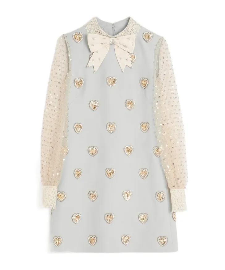 Embroidered Crepe Dress