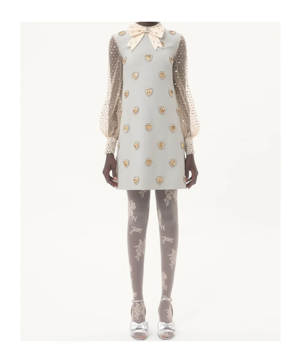 Embroidered Crepe Dress