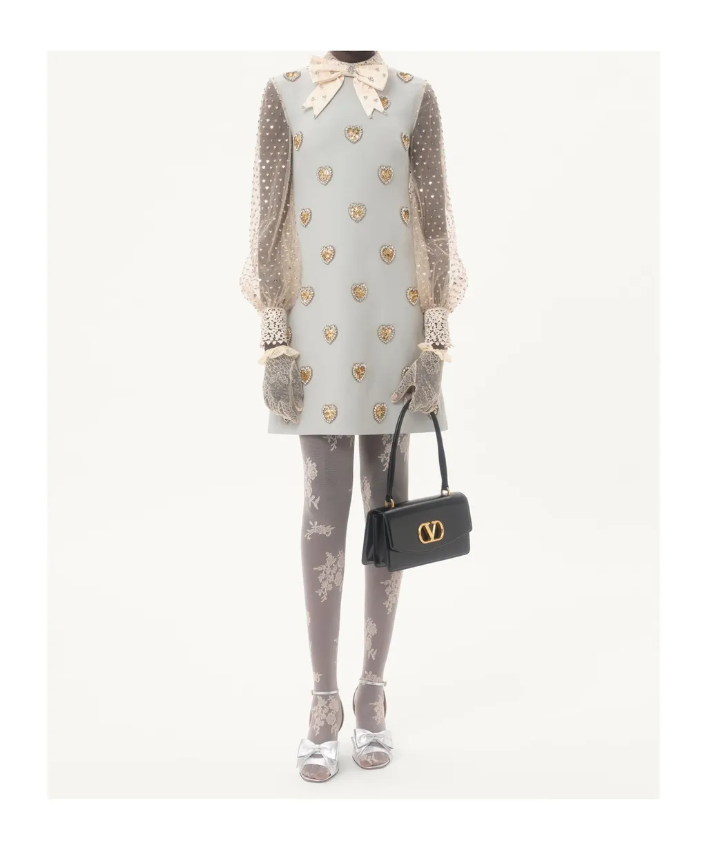 Embroidered Crepe Dress