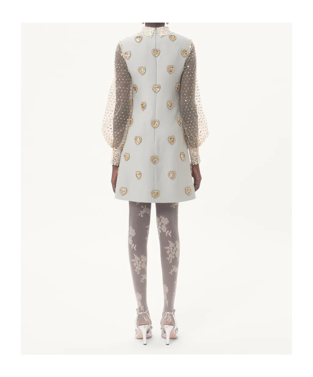 Embroidered Crepe Dress