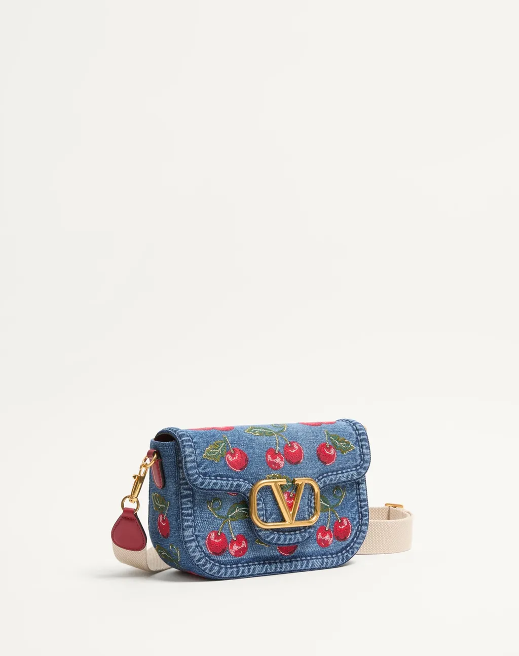 Alltime Denim Shoulder Bag With Cherryfic Embroidery