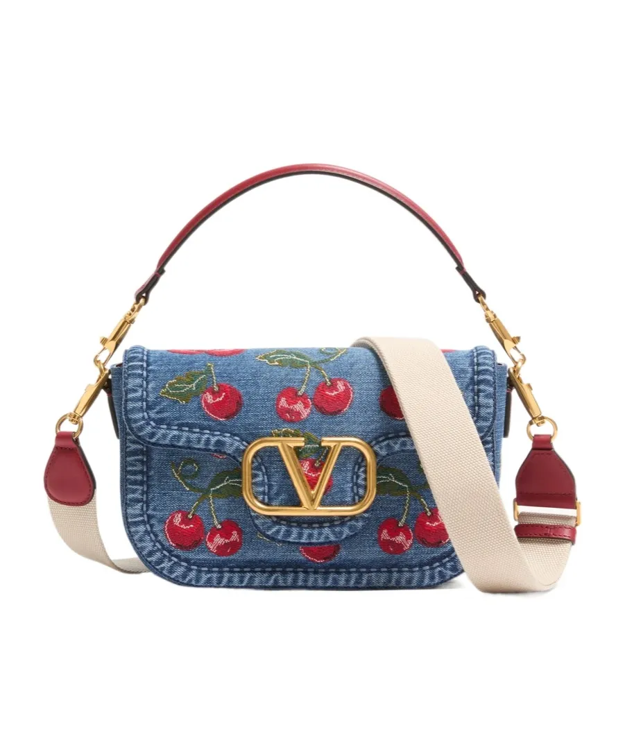 Alltime Denim Shoulder Bag With Cherryfic Embroidery