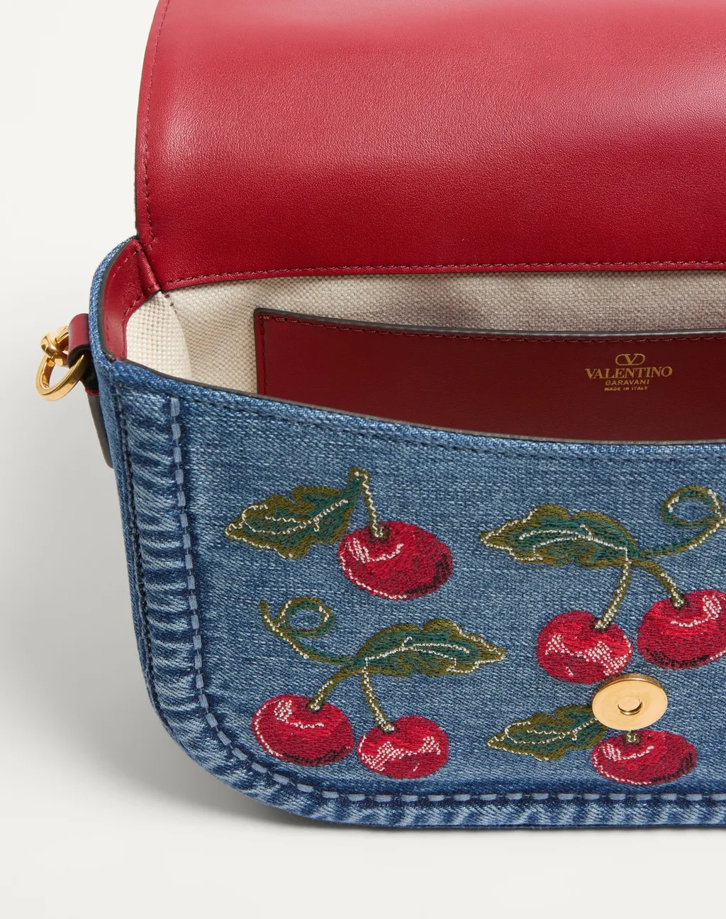 Alltime Denim Shoulder Bag With Cherryfic Embroidery