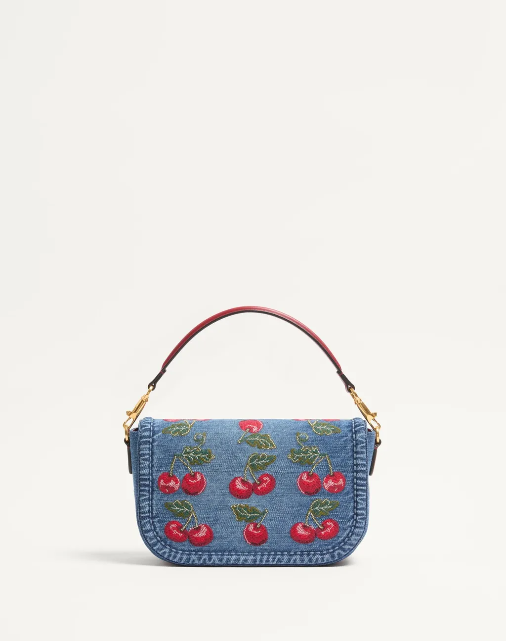 Alltime Denim Shoulder Bag With Cherryfic Embroidery