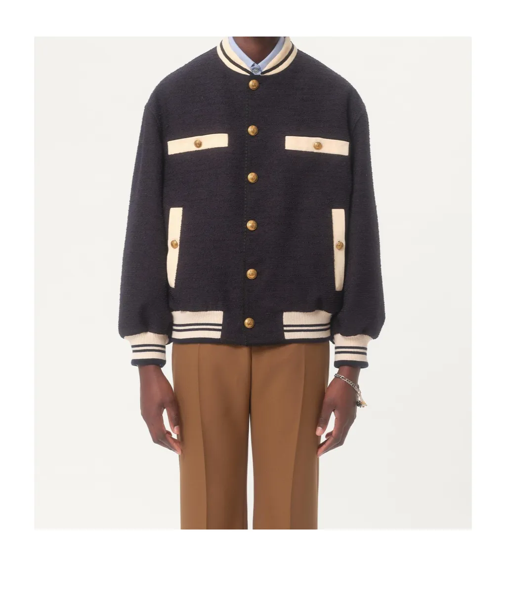 Cotton Tweed Bomber Jacket