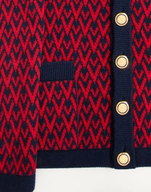 Wool Cardigan With Toute La V Pattern