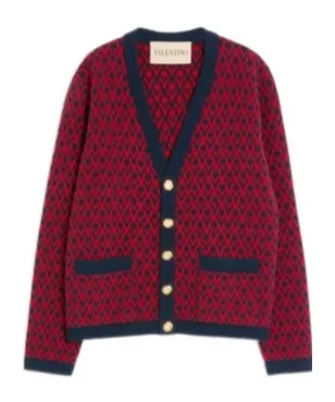 Wool Cardigan With Toute La V Pattern