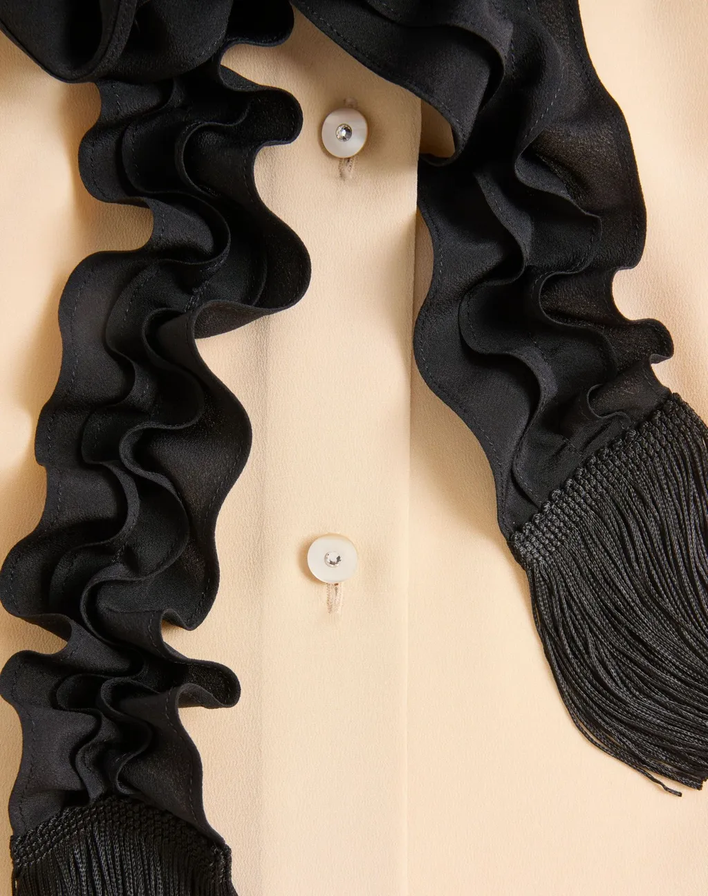 Ruffle Detailed Curved Hem Shirt