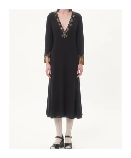 V-Neck Long Sleeve Dress