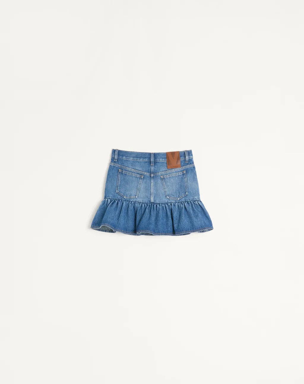 Ruffled Hem Denim Skirt