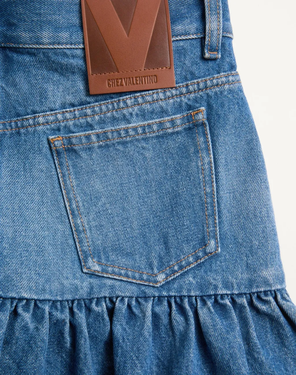 Ruffled Hem Denim Skirt
