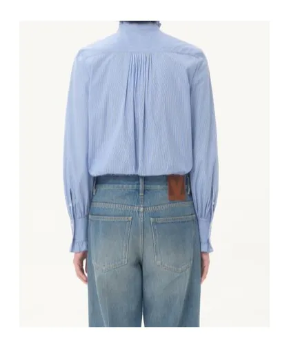 Ruffled-Trim Striped Button-Up Shirt